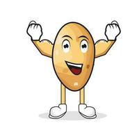 Cute potato vegetable character mascot in flat design with hands clenched up with muscles signify strength and joy vector