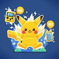 Yellow Rabbit With Electric Power vector