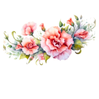 ai generado clipart clavel ramo de flores pintado con acuarela técnica png