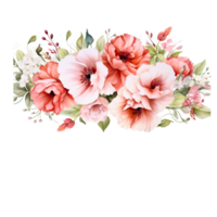 ai generado clipart clavel ramo de flores pintado con acuarela técnica png