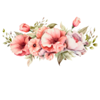 ai generado clipart clavel ramo de flores pintado con acuarela técnica png