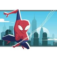 A Man Uses Cobwebs to Fly in The City vector