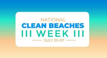 National Clean Beaches Week background, banner, poster and card design template celebrated in july. vector