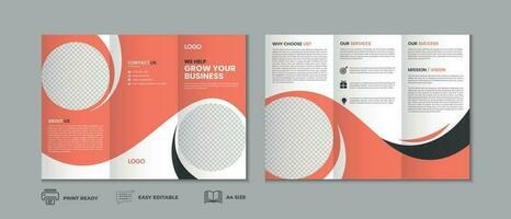 Professional clean modern and corporate trifold brochure template, three fold cover page, three fold brochure background layout design with mockup vector