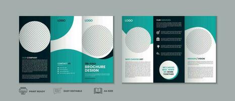 Professional clean modern and corporate trifold brochure template, three fold cover page, three fold brochure background layout design with mockup vector