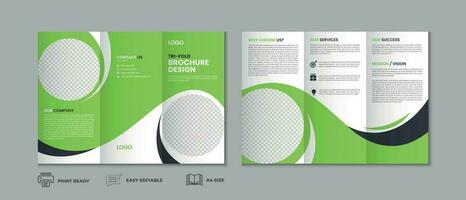 Professional clean modern and corporate trifold brochure template, three fold cover page, three fold brochure background layout design with mockup vector