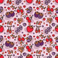 Seamless Vector frame with doodle strawberry and abstract elements. Hand drawn illustrations.