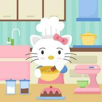 Cute Kitten Chef Cooking Concept vector