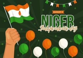 Happy Niger Republic Day Vector Illustration with Waving Flag and Country Public Holiday in Cartoon Hand Drawn Landing Page Background Templates