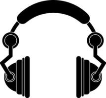 Black and white headphone in flat style. Glyph icon or symbol. vector