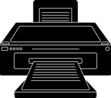 plano estilo negro y blanco impresora. glifo icono o símbolo. vector