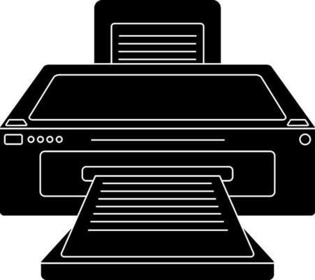 Flat style Black and white printer. Glyph icon or symbol.