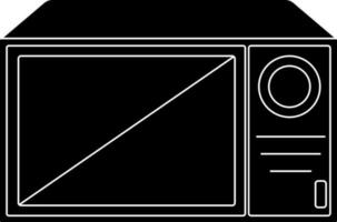 negro y blanco microondas en plano estilo. glifo icono o símbolo. vector