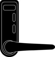 negro y blanco digital puerta cerrar con llave. glifo icono o símbolo. vector