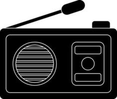 Black and white radio in flat style. Glyph icon or symbol. vector