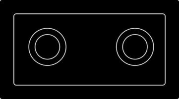 Black and white cassette in flat style. Glyph icon or symbol. vector