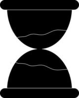 Black and white hourglass in flat style. Glyph icon or symbol. vector