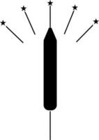 Black and white firecracker in flat style. Glyph icon or symbol. vector