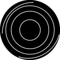 Black and white vinyl record in flat style. Glyph icon or symbol. vector