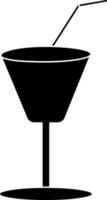 Cocktail glass in Black and white color. Glyph icon or symbol. vector