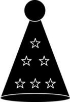 Black and white party hat in flat style. Glyph icon or symbol. vector