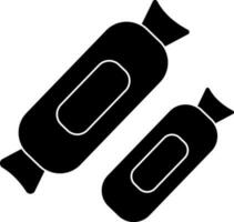 Flat style Black and white candy. Glyph icon or symbol. vector