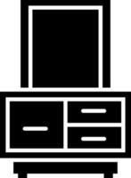 Black and white cupboard in flat style. Glyph icon or symbol. vector
