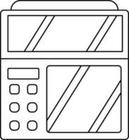 Stove oven in black line art illustration. vector