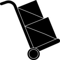 Flat style trolley with box made by black color. vector