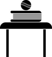 Black and white book with ball on table in flat style. vector