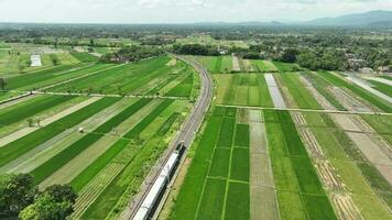 Aerial View of Commuter Trains video