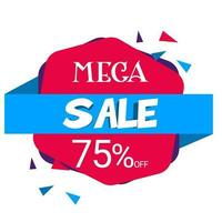 Mega Sale off offer sticker decorated with ribbon. vector