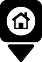 Home pin location icon in Black and white color. vector