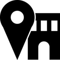 hogar ubicación con mapa alfiler icono en negro y blanco color. vector
