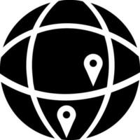 Globe with map pointers icon, location finder around the earth. vector