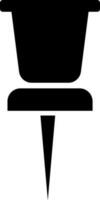 Flat icon of push pin in Black and white color. vector