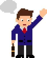 Pixel art illustration of businessman. vector