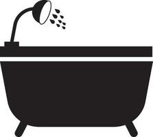 Black shower with bathtub. vector