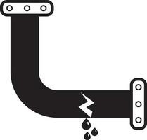 Leakage water pipe  line in black and white color. vector