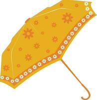 Orange and white flowers decorated yellow umbrella. vector