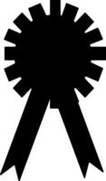 Black and white badge with ribbon in flat style. vector