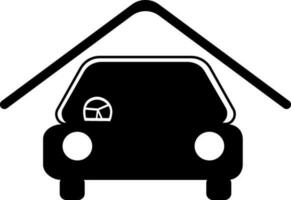 Black and white garage in flat style. vector