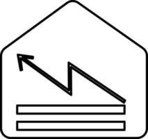 House with graph in black line art. vector