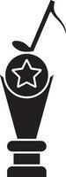 Black and white star decorated music award. vector