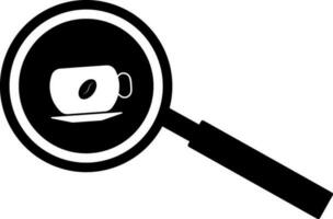 Cup with plate in magnifying glass. vector