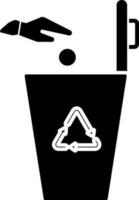 Human hand throwing ball in dustbin. vector