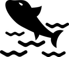 Cute black fish on white background. vector