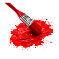 Pinsel mit rot Farbe Spritzen generativ ai png