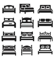 Bed Icon Vector silhouette a set of group