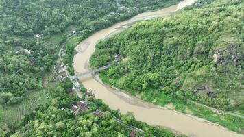 Aerial View of River Bend in Tropical Forest video